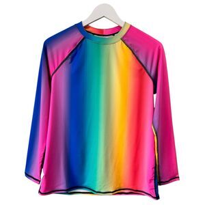 TOMBOY X Swim Long Sleeve Sun Guard Melting Rainbow Unisex Small UPF 50 SPF NEW